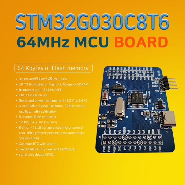 STM32 64MHz MCU STM32G030C8T6 32bit ARM Cortex M0+